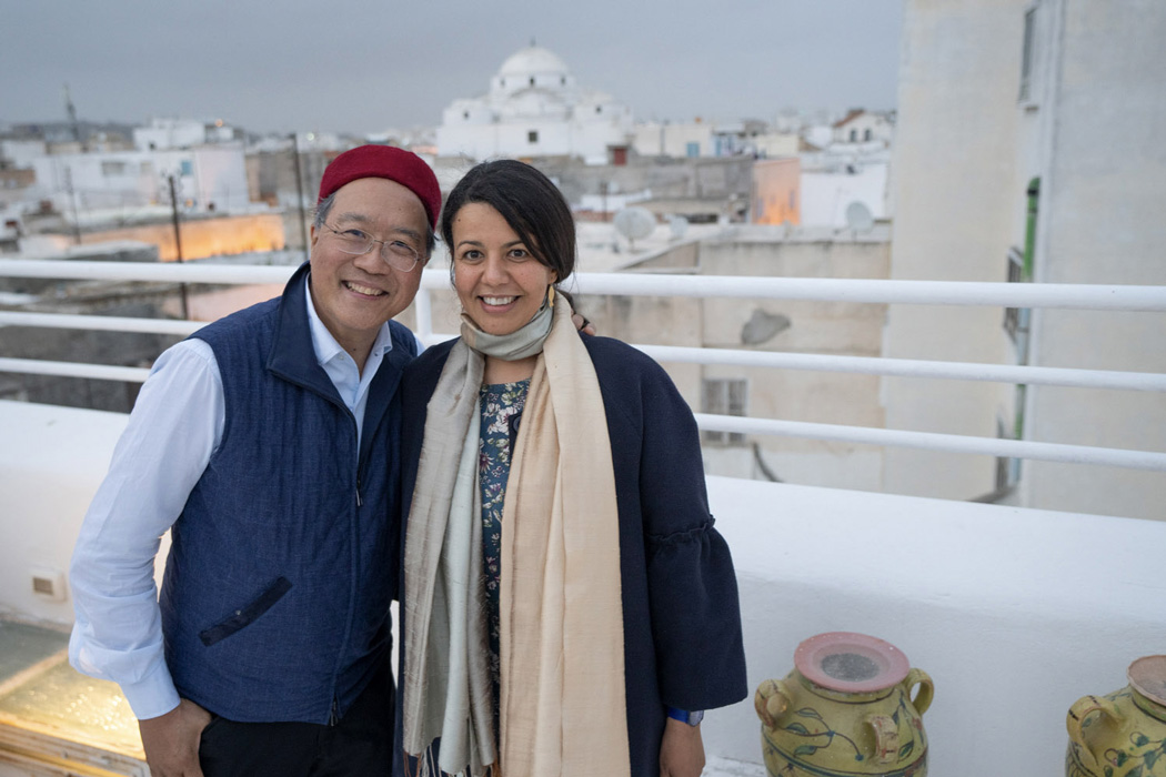 Sihem Lamine with Yo-Yo Ma in the Medina of Tunis